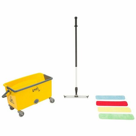 LAVEX 18'' Microfiber Wet Mop Kit with Color-Coded Pads and Mop Bucket 275MF18CMPKT